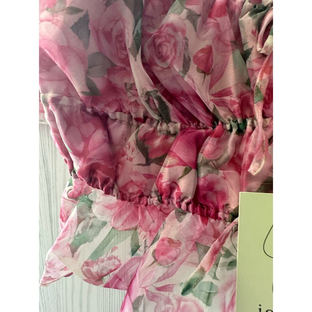 JOIE Polyester Floral Cropped Lightweight Ruched Spring Top Size Large - Picture 3 of 13